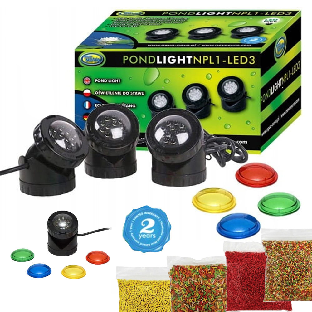 Oświetlenie led do oczka 3 szt czujnik zmierzchu + gratisy